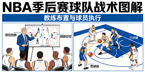 NBA季后赛球队战术图解，教练布置战术和球员执行画面