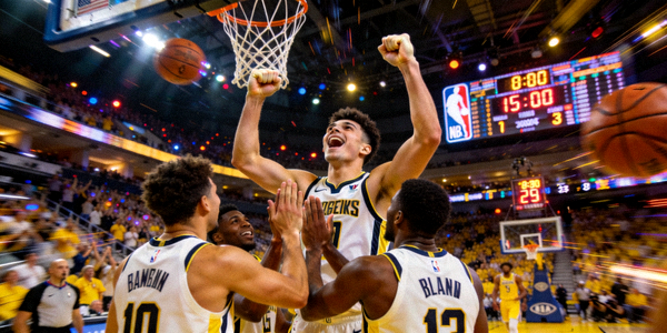 NBA季后赛巨星诞生时刻，年轻球员庆祝得分